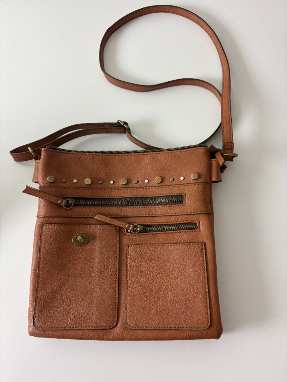 T-shirt &Jeans Cognac Faux Leather Crossbody Bag